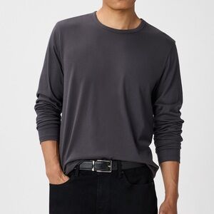 Quince Men's 100% Pima Cotton Luxe Touch Long Sleeve Tee Shirt Dark Coal Size XL